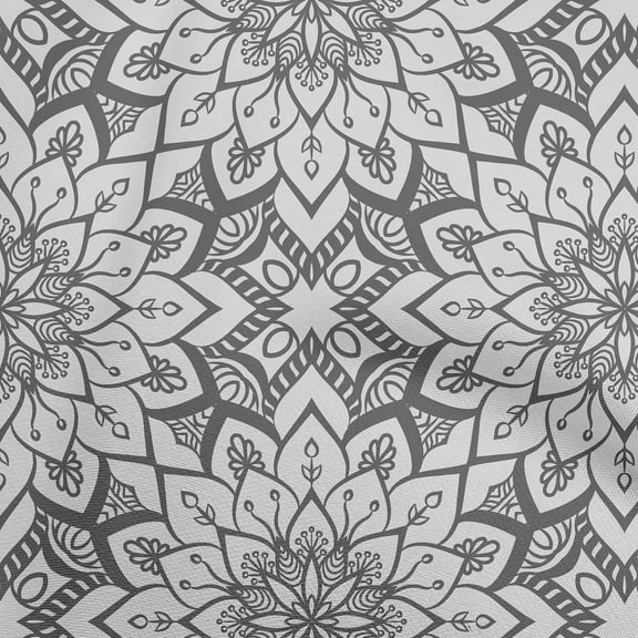 oneOone Polyester Spandex Gray Fabric Asian Bohemian Craft Projects Decor Fabric Printed By The Yard 56 Inch Wide