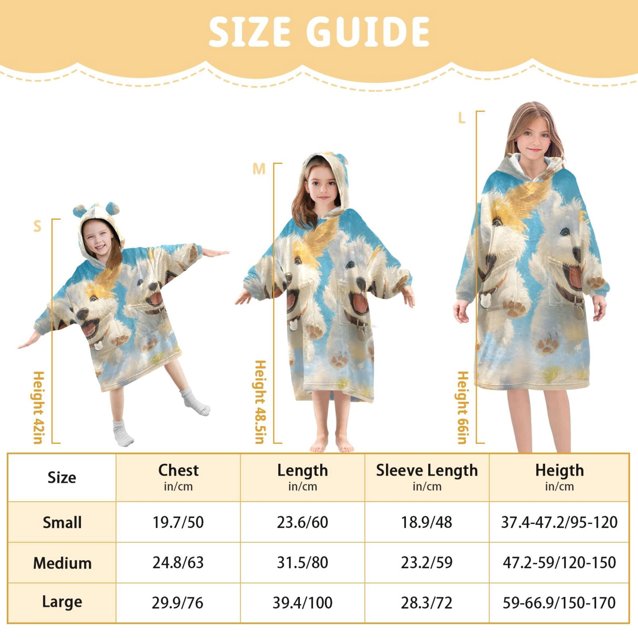 joogoo Wearable Blanket Hoodie for Kids Funny Cute Dogs and Sky Flannel Oversized Sweatshirt 3-14 Years M