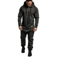 thumbnail image 2 of Goocheer Men Hooded Jumpsuit,Zipper Closure Kangaroo Pocket Ribbed Clothing, 2 of 5