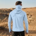 thumbnail image 6 of Men's Full Face Coverage Sun Shirt with Built-in Mask and Thumbholes Featuring Raglan Sleeves for Summer Fishing Hiking Cycling Running Beach Trips Light Blue XXXL, 6 of 9