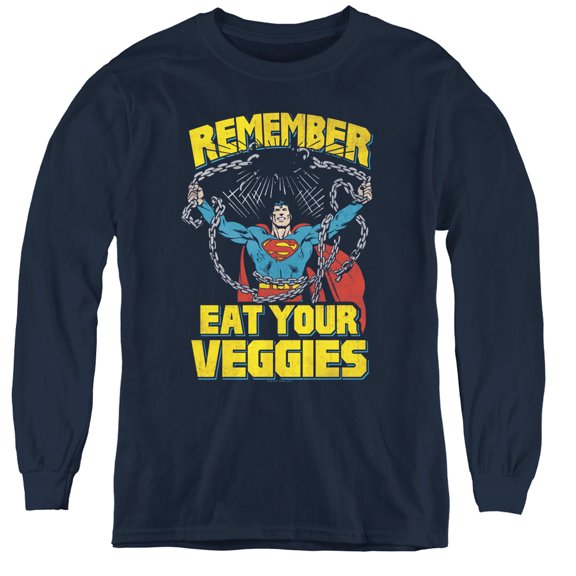 Superman - Veggie Power - Youth Long Sleeve Shirt - X-Large
