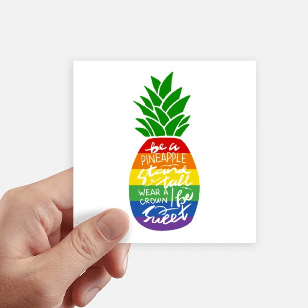 Pineapple Rainbow LGBT Flag Quote Sticker Square Waterproof Stickers