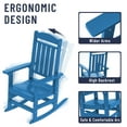 thumbnail image 5 of FOOWIN Patio Slat Rocking Chair, HDPE Plastic Weather Resistant Porch Rocker, Pacific Blue, 5 of 8