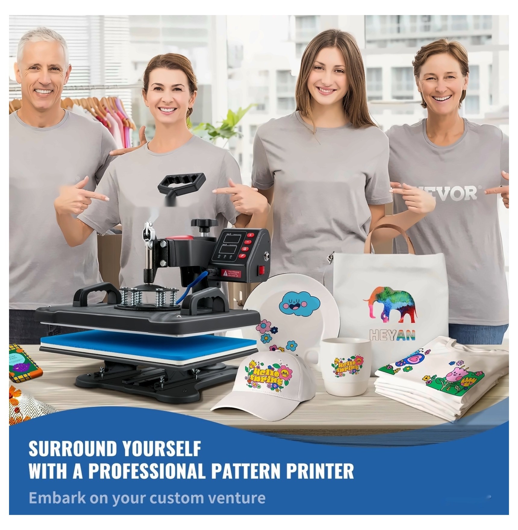 TriGol Heat Press 5 in 1 Machine 12x15, Sublimation Transfer Press, Vinyl Heat Press for T-Shirt, Mug, Plate, Fast Heat Up, Digital Control
