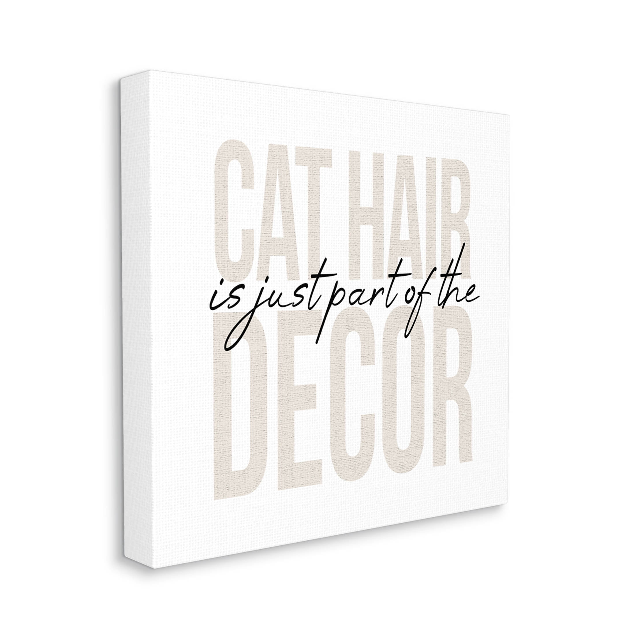 Funny Cat Hair Pet Phrase Typography Graphic Art Gallery Wrapped Canvas Print Wall Art