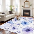 thumbnail image 2 of 5'x8' Area Rugs, Purple Blue Spring Floral Indoor Outdoor Area Rug for Living Room Bedroom, Summer Flowers Botanical Washable Bathroom Rugs Kitchen Floor Carpet Mats Home Decor Aesthetic, 2 of 8