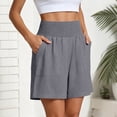 thumbnail image 5 of Nestiefly Linen Shorts for Womens Casual Summer High Waisted Wide Leg Lounge Beach Vacation Shorts with Pockets 2026 Spring Gray 2XL, 5 of 8