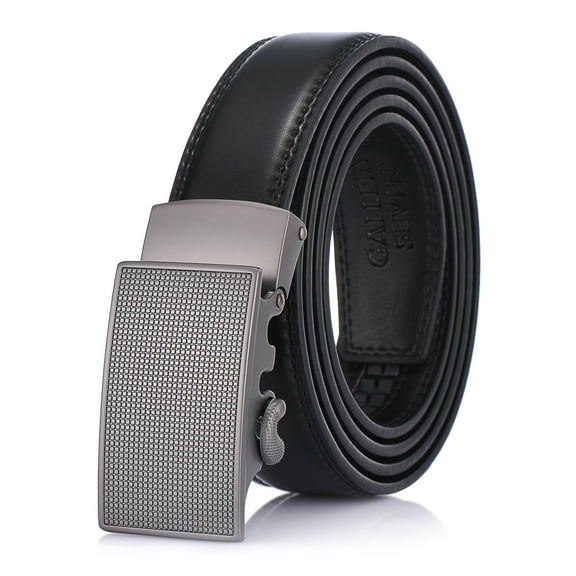 Repeated Block Leather Ratchet Belt