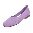 thumbnail image 2 of UDAUDU Women's Knit Ballet Flats Breathable Slip On Shoes Square Toe Business Casual Flats Comfortable Dressy Walking Shoes Purple 10 Wide, 2 of 6