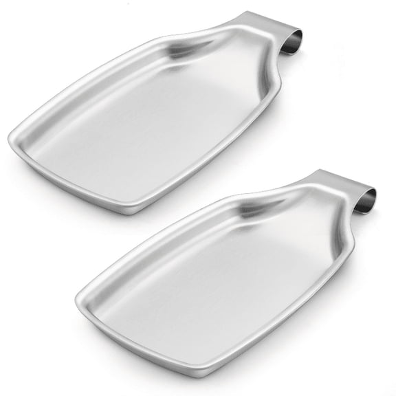 Walchoice Spoon Rest Set of 2, Stainless Steel Spoon Holder for Stove Top, Ladles Tongs Spatula Utensil Rest, Heavy Duty & Dishwasher Safe