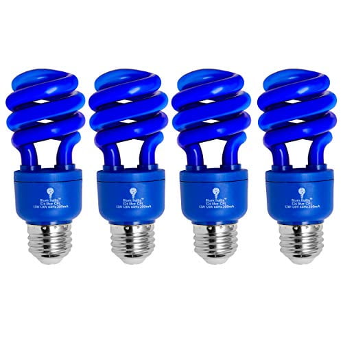 for Indoor or Outdoor 50-Watt Equivalent DJ Black Light Bulb Decorative Illumination Blacklight Aquarium Bulbs E26 Spiral Replacement Bulbs 4 Pack BlueX CFL Blacklight Bulb 13W 