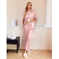thumbnail image 2 of Conjunto de pijamas Ekouaer de satén de seda de 2 piezas para mujer, color rosa, 2 of 7