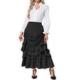 thumbnail image 2 of INSPIRE CHIC Women's Skirt Vintag Ruffle Layered Ruched Drawstring Cupcake Skirts XS Black, 2 of 6