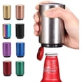 thumbnail image 3 of Automatic Push Down Bottle Opener – Stainless Steel Magnetic Beer Bottle Opener, Portable Pop Top Cap Remover for Home Bar, Kitchen, Camping, and Parties, 3 of 9