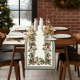 thumbnail image 6 of Christmas Pine Cone Table Runner 13x72 Inch,Holly Berry Leaves Xmas Winter Seasonal Holiday Tabletop Runner for Farmhouse Kitchen Dinning Indoor Outdoor Home Party Decoration, 6 of 7