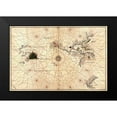 thumbnail image 2 of Agnese, Battista 14x11 Black Modern Framed Museum Art Print Titled - Portolan Map of the Western Hemisphere showing what will become the United States, Panama and a port, 2 of 5