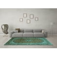 thumbnail image 3 of Ahgly Company Machine Washable Indoor Rectangle Medallion Turquoise Blue Traditional Area Rugs, 6' x 9', 3 of 4