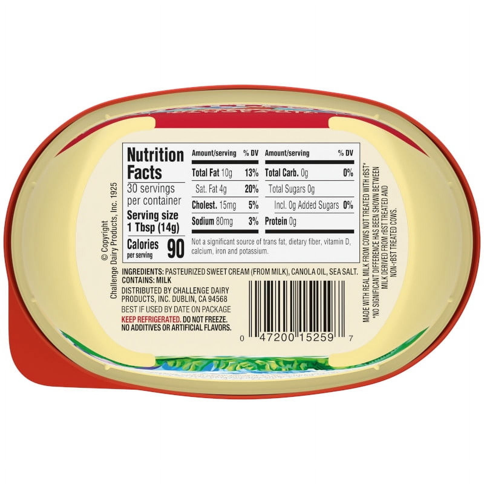 Challenge Butter, Sea Salted, Spreadable Butter with Canola Oil 15 oz Tub