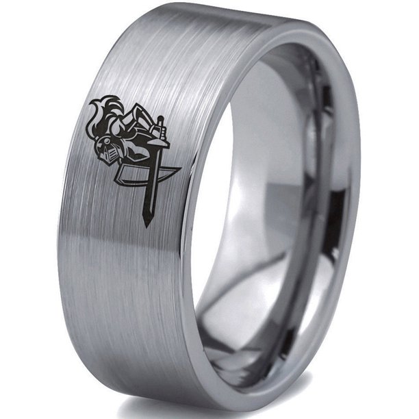 Zealot Jewelry Tungsten Armor Shield Sword Knight Band Ring 8mm Men