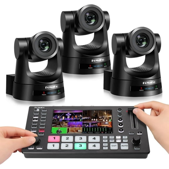 FoMaKo PTZ Camera 30x Optical Zoom HDMI AI Auto Tracking PoE Camera Bundle(FMK30SDI x3 M4)