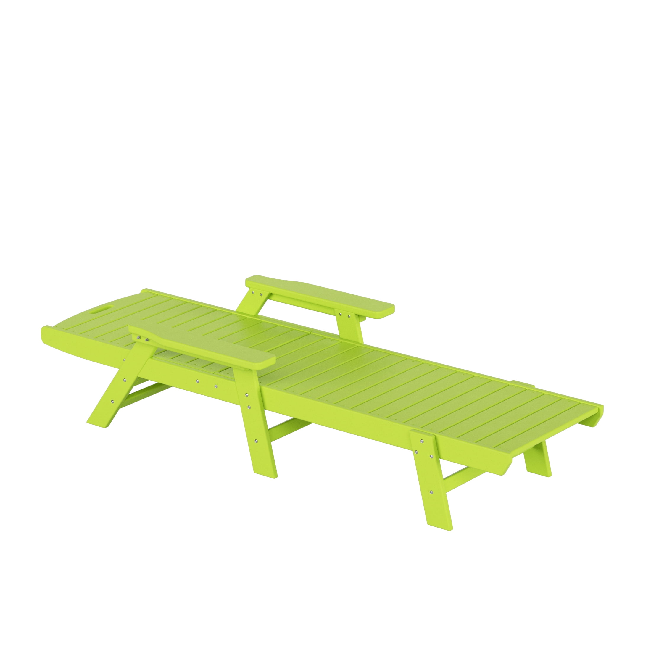 GARDEN 3-Piece Set Plastic Outdoor Chaise Lounges with Round Side Table Included, Lime