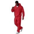 thumbnail image 4 of ASDFVBKG Mens Soft Fleece Athletic Outfit Set, Zip Up Hooded Jacket with Elastic Waist Cargo Wide Leg Pants Red XL, 4 of 5