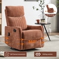 thumbnail image 3 of PAPROOS Rocker Recliner with Massage and Heat, Fabric 360°Swivel Rocker Recliner, Glider Rocking Chair for Nursery, Small Manual Recliner with Side Pocket for Home Theater Living Room, Orange, 3 of 10