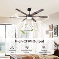 thumbnail image 6 of 60" Industrial Matte Black Large Smart Ceiling Fan with Light and Remote for living Room and Bedroom, 6 of 13
