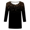 thumbnail image 3 of Yuanlong Womens T-Shirts Star Sparkle Print 3/4 Sleeves Round Neck Tee Carnival Spring Wear Lightweight Stylish Lady Tops, 3 of 4