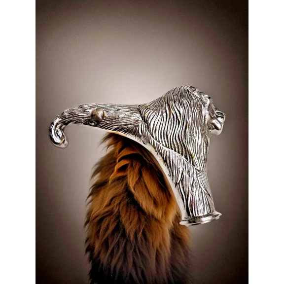 Handmade Silver Lion Head Walking Stick Cane Handle Topper Designer Wooden Cane Grip for Men & Women