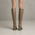 thumbnail image 5 of YLYL Women's Knee High Boots Square Toe Chunky Block Heel Zip up Pull on Wide Calf Boots, 5 of 9