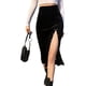thumbnail image 4 of Falda bodycon de mujer Cintura alta Color sólido Falda de terciopelo dividida en línea A(Negro-S) Nituyy Falda-GL715-MD10848A1, 4 of 6
