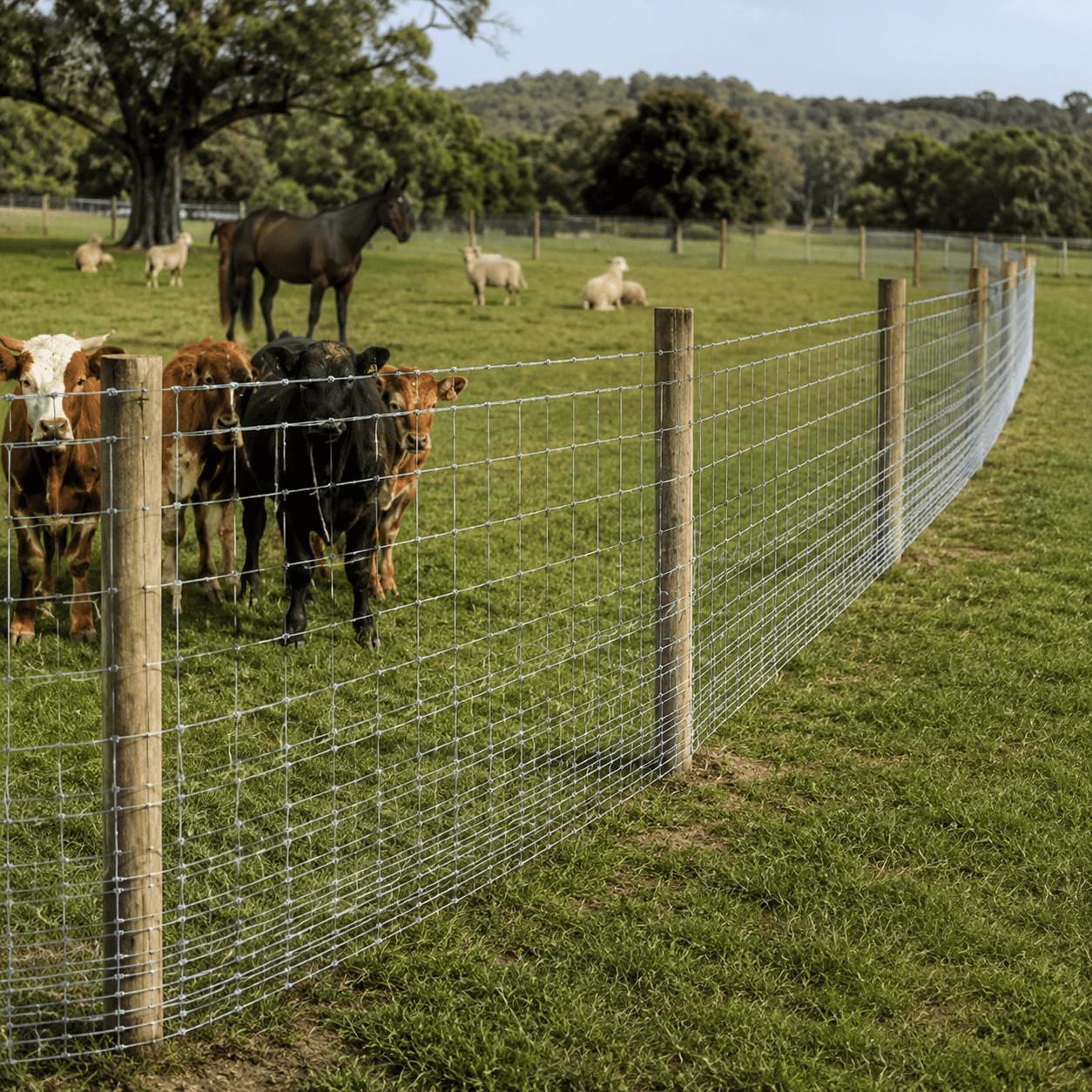 Heavy Duty Galvanized Wire Fence And Wire Mesh Fence, Suitable for Pigs, Goats, Sheep, And Deer; Ideal Goat Fence, Deer Fence, Livestock Pen Protection, And Livestock, 4ft X 328ft