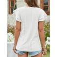 thumbnail image 4 of TEMOFON Women Summer Tops Casual Summer Loose Fit Blouses Fashion Petal Sleeve Elegant White Short Sleeve Shirts for Women Size L, 4 of 5
