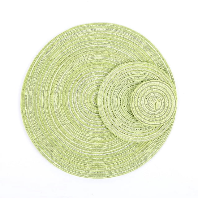 Mantel redondo de algodón y ramio para mesa de comedor, estilo occidental, hecho a mano, antideslizante, para platos de sopa, cuencos, tazas y aislamiento