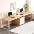 thumbnail image 2 of 94.4 Inches L Shaped Computer Desk Office Corner Table with Storage Cabinet Desk Multi Display Brackets Adjustable Office Desk My Lux Decor Round, 2 of 19