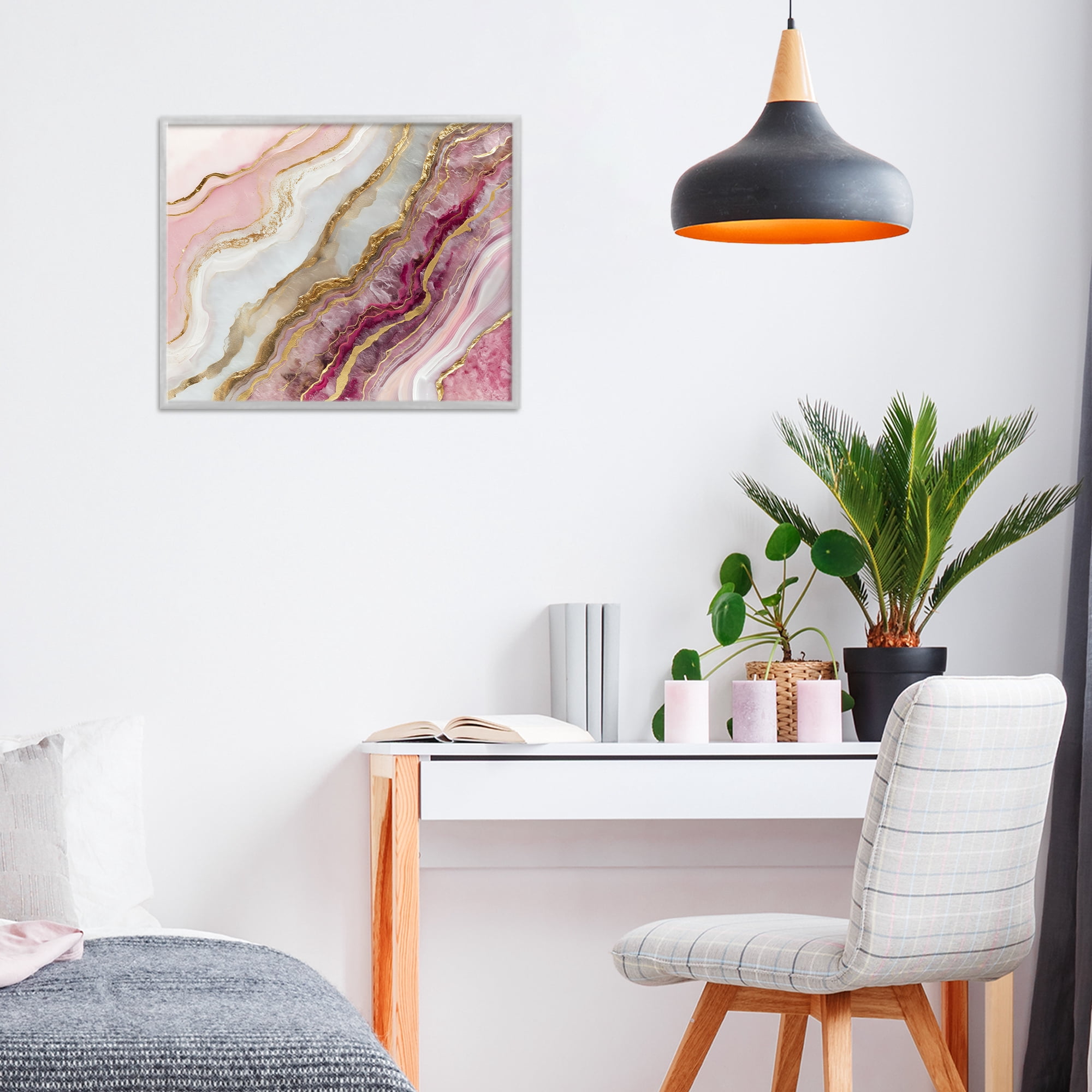 Stupell Industries Frozen Petal Stone Gray Framed Giclee Art, design by Svetlana Aleynikova