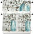 thumbnail image 2 of Wooden Plank 3pcs Kitchen Curtain Valance and Tiers Set, Small Window Treatment Valance Curtain Insulated Blackout Drapes with 2 Tiers Curtains for Kitchen Bathroom, Forever Home Mason Jar Floral, 2 of 5