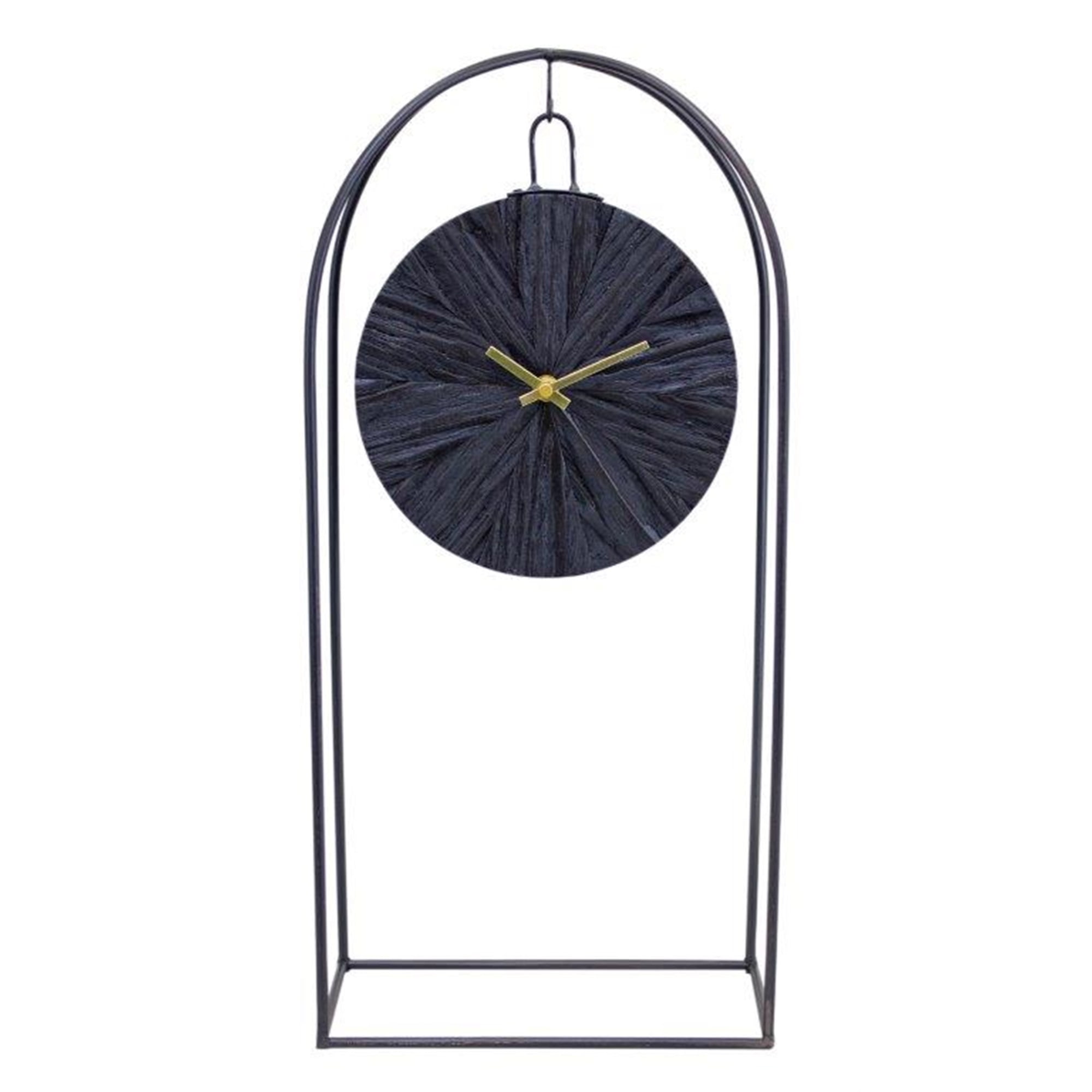 Clock 9.75"L x 20.25"H Iron/Wood