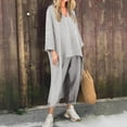 thumbnail image 4 of Women Two Piece Sets,Fall Clothes Set Agkizg Women's Casual Crew Neck Solid Color Satin Long Sleeve and Pants 2 Piece Sets for Women, 4 of 5