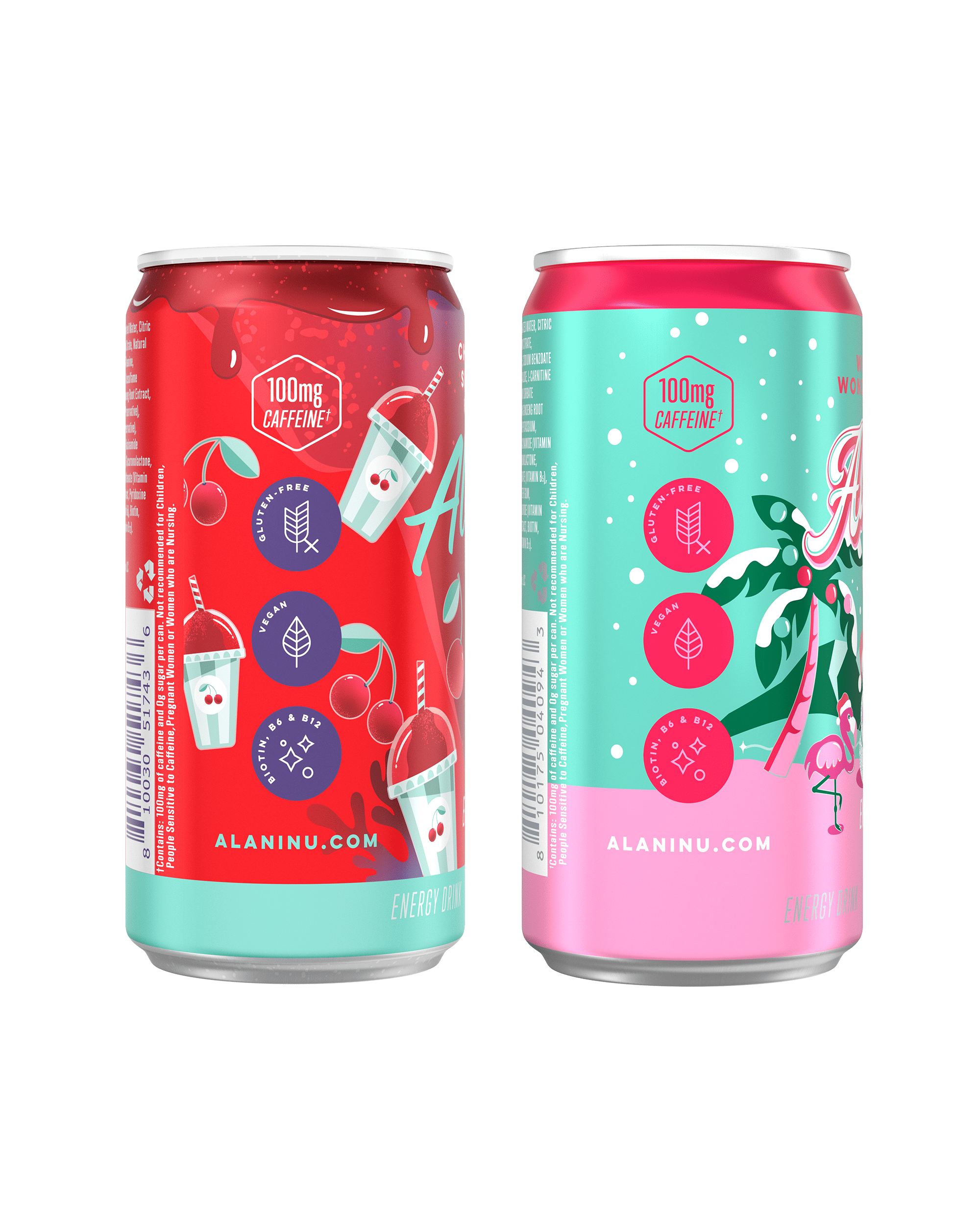 Alani Nu Sugar Free Energy Drink Mini, Variety Pack, Winter Wonderland, Cherry Slush, 8.4 fl oz, 12 Pack, Cans, 100mg Caffeine