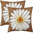 thumbnail image 7 of Spring Daisy Pillow Covers 20x20 Set of 2 Cute Floral Brown Summer Outdoor Decorative Throw Pillows Farmhouse Flower Pillowcases Linen Cushion Case Decor for Home Sofa Couch Bed, 7 of 7