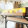 thumbnail image 4 of Leumius Queen Size Loft Bed with Slide, Storage Shelves and Built-in Wardrobe,Metal Loft Bed Frame with USB Ports and LED Lights,Pegboard,Natural, 4 of 11