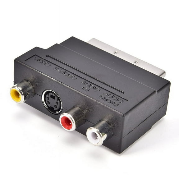 SCART Adaptor AV Block To 3 RCA Phono Composite S-Video With In/Out Switch N WA