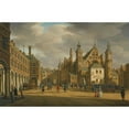 thumbnail image 2 of Paulus Constantijn la Fargue 14x11 Gold Ornate Wood Frame and Double Matted Museum Art Print Titled - The Hague, a View of the Binnenhof Looking North with the Ridderzaal, 2 of 4