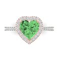 thumbnail image 2 of 2.27ct heart cut green Zircon 14k 2 tone gold halo Bridal Wedding Engagement Promise Anniversary Ring for Women size 7.75, 2 of 7
