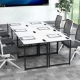 thumbnail image 3 of Costway 32" Meeting Room Desk Set of 6 with Charging Station & Headphone Hook Metal Frame White, 3 of 7