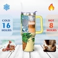 thumbnail image 4 of 40oz Tropical Pineapple Pattern Stainless Steel Flip Straw Tumbler Spill Proof Travel Cup Double Wall Vacuum Insulated Coffee Mug with Top Handle, 4 of 6