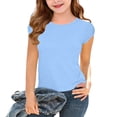 thumbnail image 2 of Diufon Girls Short Sleeve Shirts Summer Casual Cute Crewneck Tee Tops Soft Solid Color Trendy Loose Blouse, 2 of 9