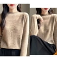 thumbnail image 5 of ZUKMRJPC Women Crewneck Sweater Casual Comfy Long Sleeve Pullover Tops Fall Winter Solid Color Slim Fit Soft Basic Knitted Sweater, 5 of 7